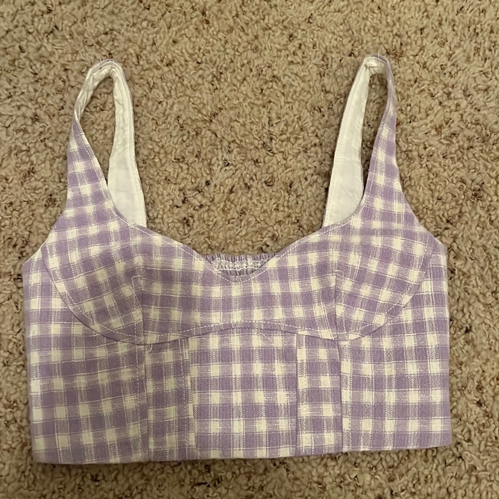 Purple and white Zara top